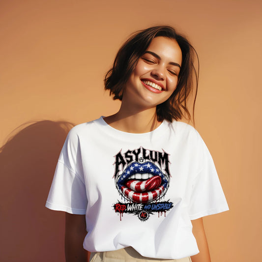 Red White and Unstable Womens Graphic Tee - Asylum Clothing Co